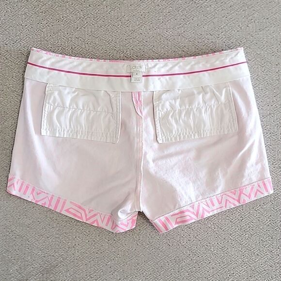 J. Crew Factory Neon Pink and White Geometric Aztec Chino Shorts - Size 4 - Picture 12 of 14